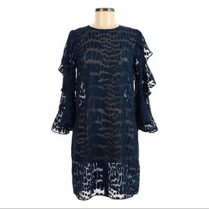 Cooper St Sheer Ruffle Sleeve Boho Navy Blue Knee Length Dress Size 6